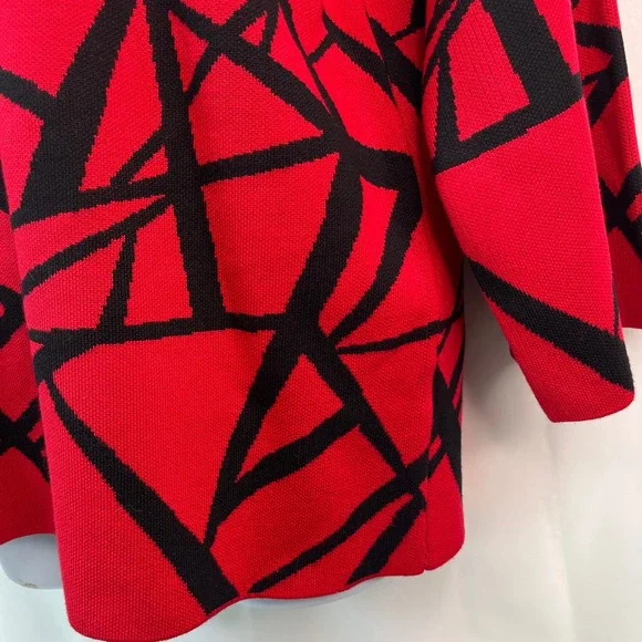 Premise Woman 1X Red Black Abstract Geometric Knit Pullover Art Party‎ Sweater - Picture 8 of 11